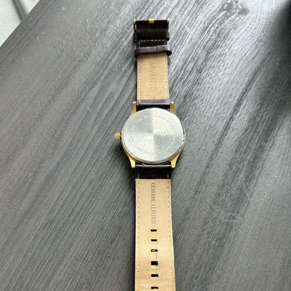 MVMT Men’s Watch- Gold and White Face, Dark Brown Leather - Picture 4 of 4